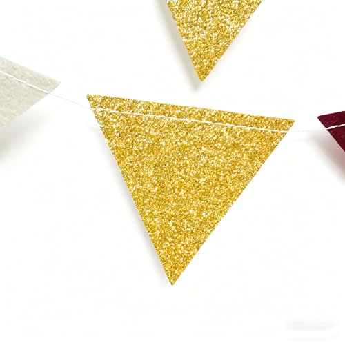Maroon Gold Mini Bunting Banner - Felt Triangle Flag for Parties