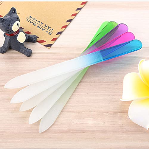 6 Pack Multi-Colored Glass Nail Files with Case - Double Sided