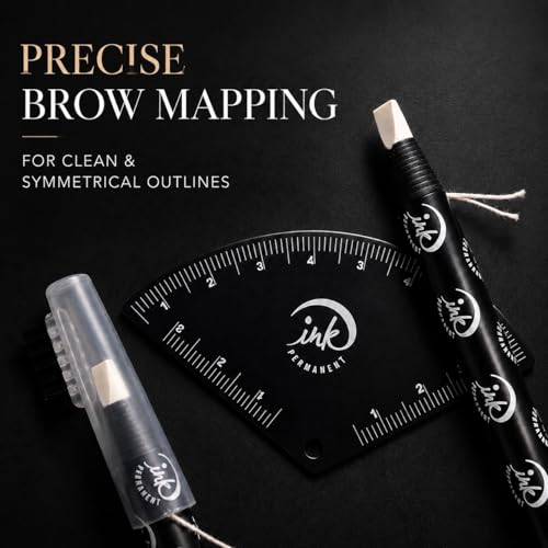 Ink Permanent Brow Mapping Ruler Kit with 2 White Peel-Off Pencils