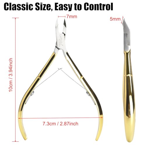 LePinko 4-Pack Cuticle Trimmer Kit, 5mm Jaw Professional Nail Nipper - Gold