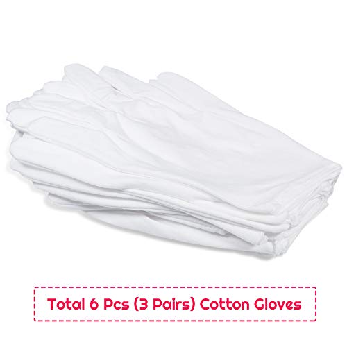 Selizo 3 Pairs White Cotton Gloves for Eczema & Dry Hands