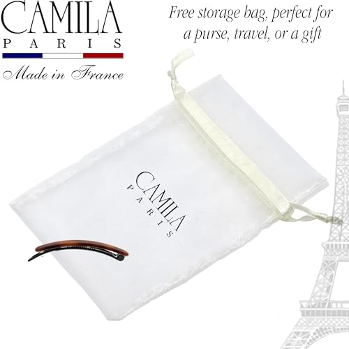 Camila Paris CP2250/2 French Tortoise Shell Hair Barrettes 2.5" for Women & Girls