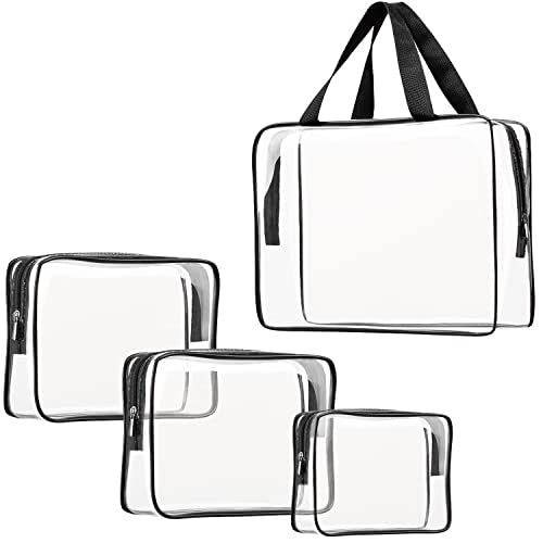 4-Piece Clear PVC Travel Toiletry Bag Set for Men & Women - Large, Medium, Small