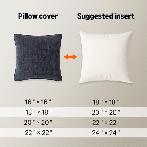 Amazon Basics Faux Linen Throw Pillow Covers, 18"x18", Navy Blue, Set of 2