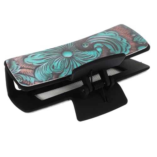 Vintage Turquoise Hair Claw Clip for Women - PU Leather, 4.13in