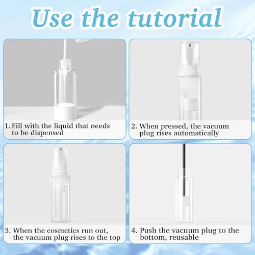 Gaahkai 12PCS Airless Pump Travel Bottles Set 5-15ml Leak-Proof Lotion Containers