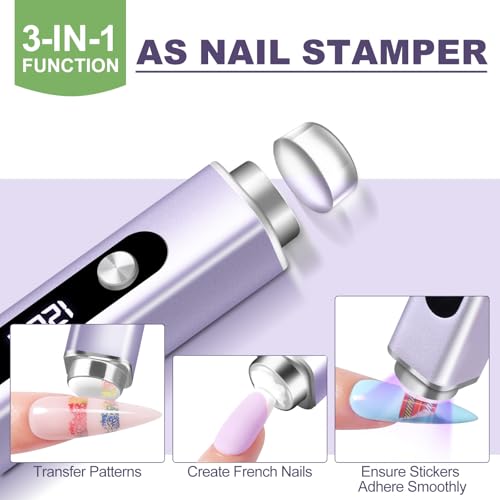 NXJ INFILILA 3-in-1 Handheld UV Nail Lamp with Cat Eye Magnet & Stamp