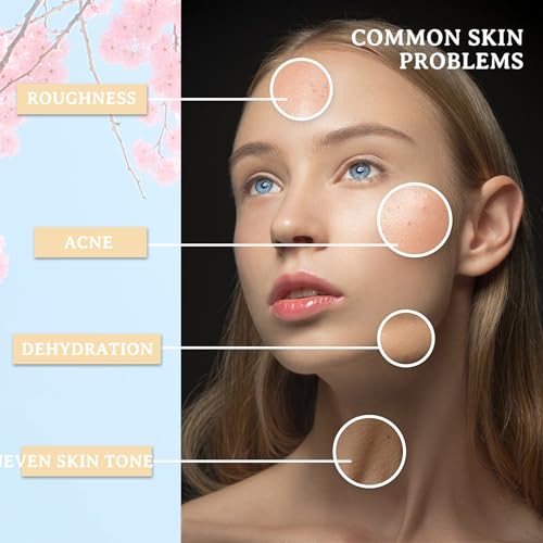DuoZeng 8pcs Sakura Skincare Set, Moisturizing Face Cleanser, Serum, Toner & Masks for All Skin Types