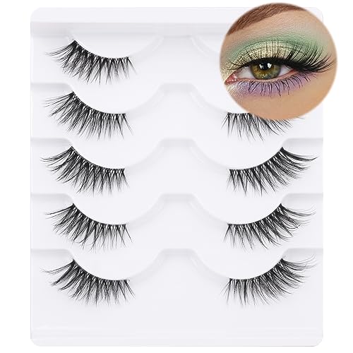 Cat Eye Half Lashes Natural Wispy Mink Fake Eyelashes Lightweight Reusable zanlufly