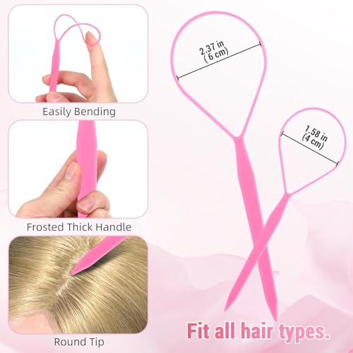 Topsy Tail Hair Tool Set 9pc — Rat Tail Combs & Loop Styling Tools for Women & Girls