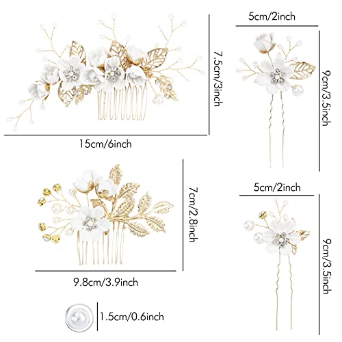 20 Pack White Flower Hair Combs & Pearl Hair Pins Bridal Accessories
