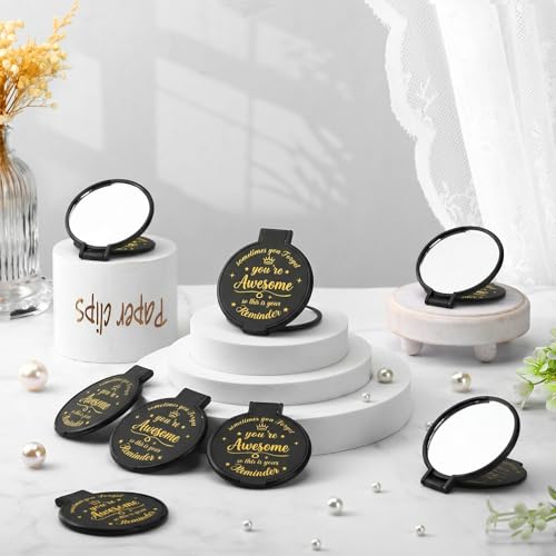 Gulfmew 36Pcs Mini Compact Mirrors Bulk Gift Black – 2.76 In, Pocket Size