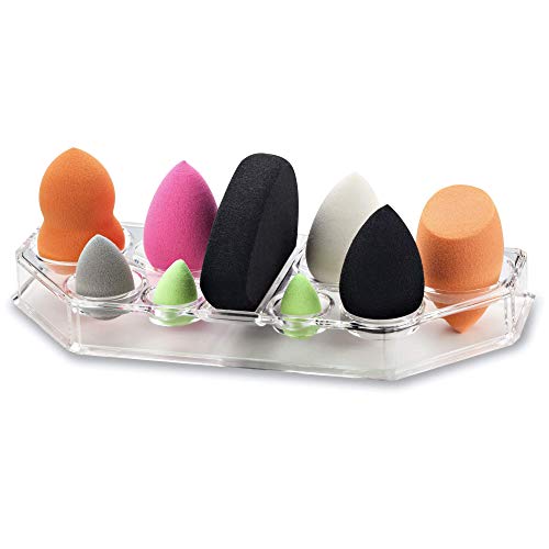 BY ALEGORY Acrylic Makeup Sponge Organizer - 9 Space Drying Tray Stand