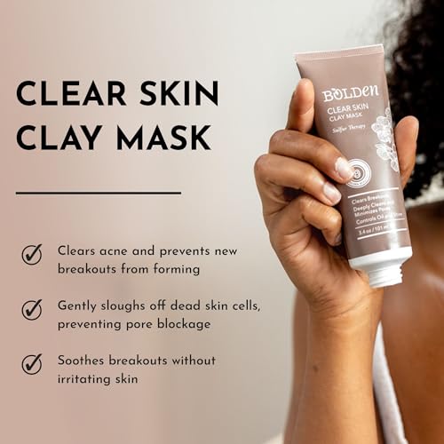 BOLDEN Sulfur Clay Mask for Acne, Pore Cleansing & Oil Control, 3.5 fl oz