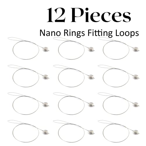 12Pcs Hair Extension Nano Loop Threading Tool Set for Beads & Feathers - Silver, 24cm