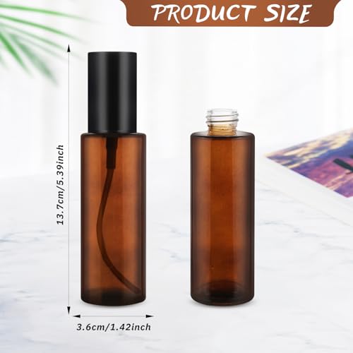 6 Pcs 60ml Amber Glass Pump Bottles for Lotion & Toiletries