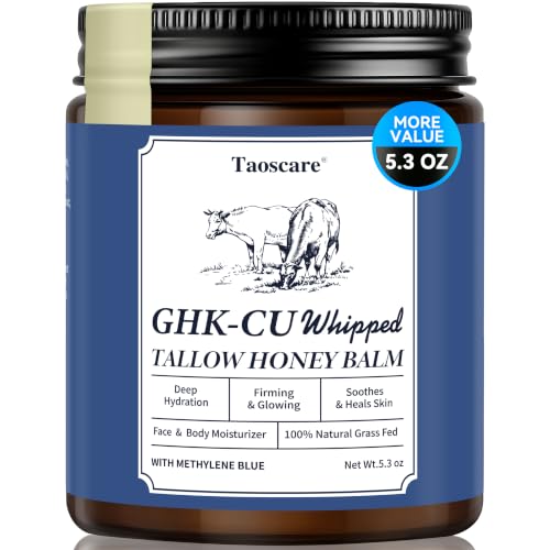 Taoscare GHK-Cu Copper Peptide Face & Body Moisturizer with Manuka Honey & Tallow – Anti-Aging, Hydrating Balm, 5.3oz