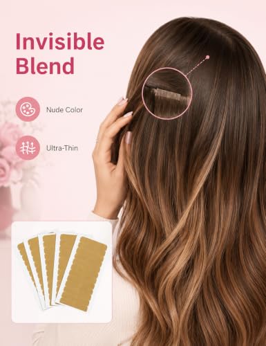 60-Pack Nude Hair Extension Tape Tabs - Precut Double-Sided Adhesive