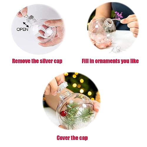 10 Pack Clear Plastic Refillable Christmas Ornaments - 3.15 Inch DIY Decoration Balls