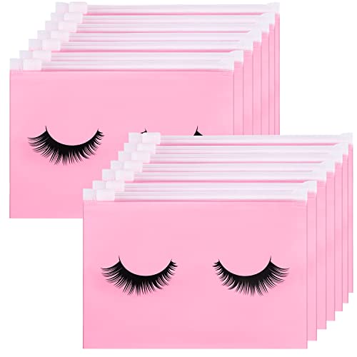 Noverlife 100PCS Pink Zipper Eyelash Care & Storage Bags, 6x4 Inch