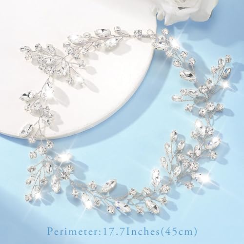 GENBREE Silver Rhinestone Wedding Hair Vine - Elegant Bridal Hair Piece