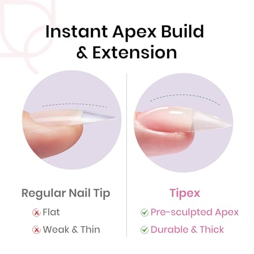 Beetles Tipex Instant Apex Nail Tips Medium Almond 192pcs, 16 Sizes, Structured C-curve