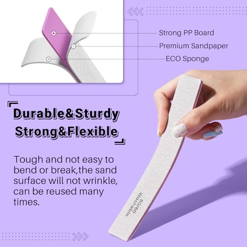 TsMADDTs 20-Piece 80/80 Grit Nail File Set Double Sided Emery Boards - White