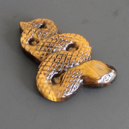 Hand Carved Golden Tiger Eye Snake Figurine - 2" Crystal Decor
