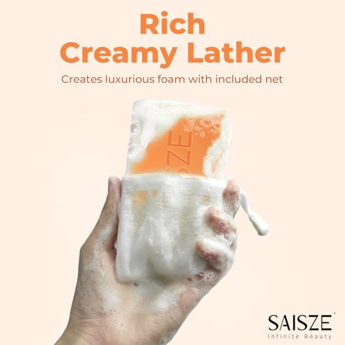 SAISZE Kojic Acid & Turmeric Dark Spots Remover Soap Bars - Brightening & Hyperpigmentation Treatment, 2 x 4oz