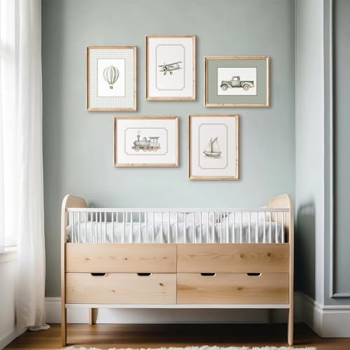 Vintage Vehicle Canvas Wall Art Set for Kids - 8x10 Inch