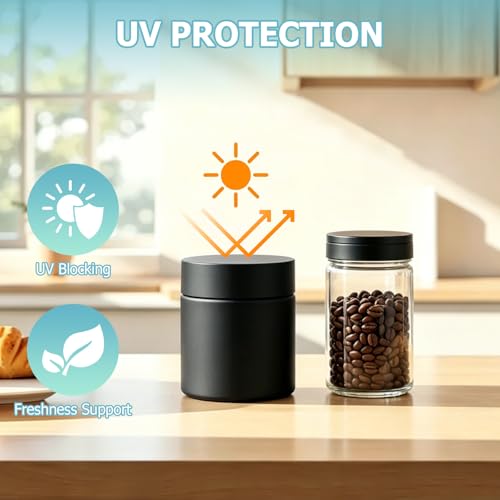 4-Pack Smell Proof Jars - UV Resistant Black Glass Containers