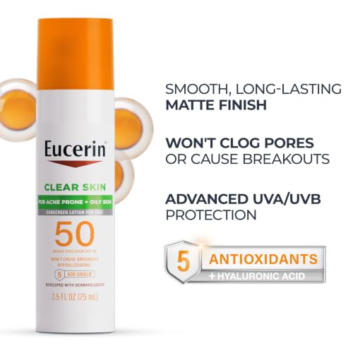 Eucerin Clear Skin Face Sunscreen SPF 50, 2.5 Fl Oz - Oily Skin Control