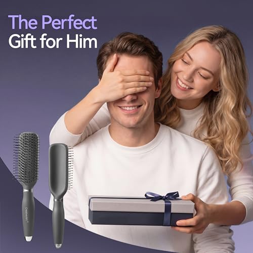 Men's Detangling Hair Brush with Nylon Bristles - Gray