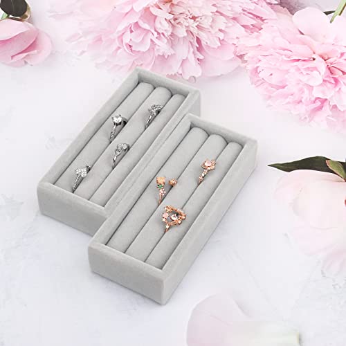 DesignSter Stackable Velvet Jewelry Tray Set - 2PCS Ring Organizer