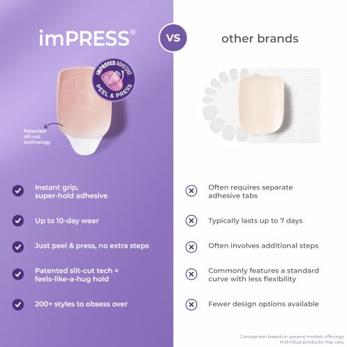 imPRESS No Glue Press-On Nails - Happier Vibes, Short Squoval, 30 Count