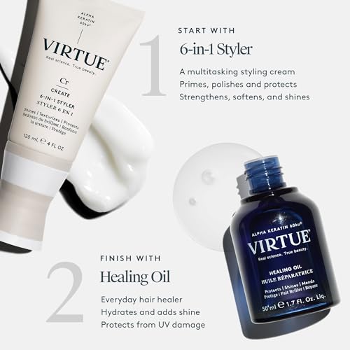 Virtue 6-in-1 Hair Styler Cream - Pack of 2, Heat Protection for All Hair Types