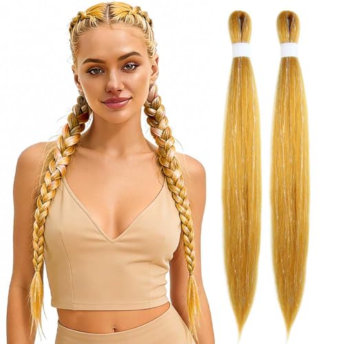 KAVSORAPI Gold Tinsel Hair Extensions - 30 Inch Pack of 2 for Festivals & DIY Styling