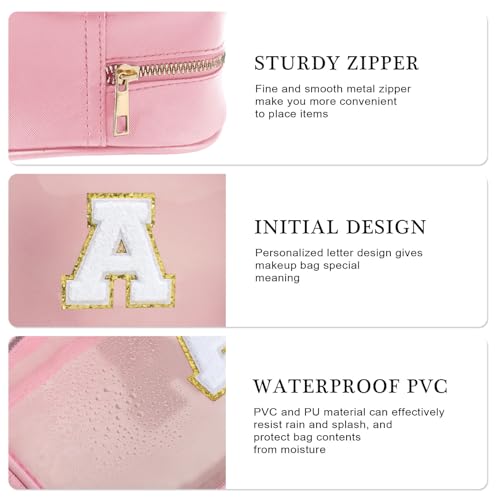 YOOLIFE Large Pink Travel Makeup Bag - Clear Cosmetic Pouch for Girls