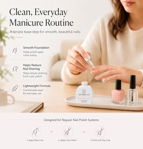 AZUREBEAUTY Clear Base Coat Nail Polish - Quick Dry & Smooth Formula