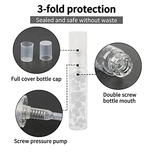 Kesell 50 Pack 5ml Glass Spray Bottles - Gray Floral Print