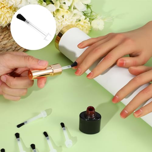 25 Disposable Nail Polish Brushes Kit with Handle - Soft Bristles