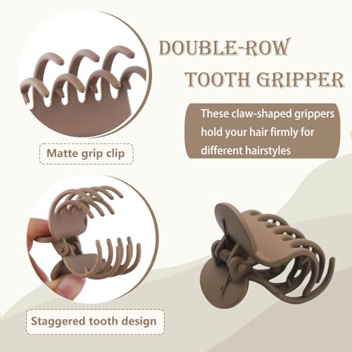 Classic 12 Pcs Double Row Teeth Small Hair Clips for Women, Frosted Colors