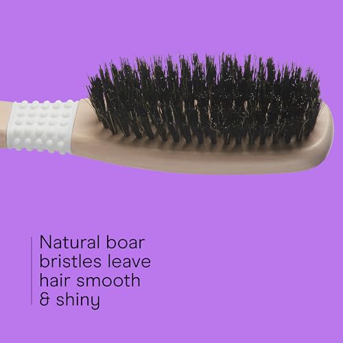 Conair Boar Bristle Hair Brush for Women - Detangling & Styling Natural Wooden Handle
