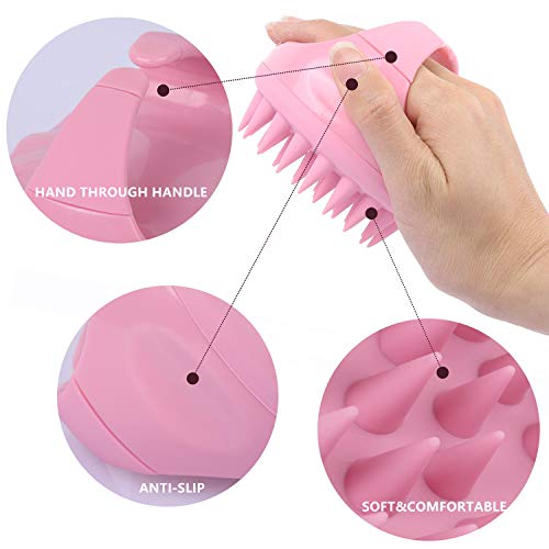 BTYMS Silicone Scalp Shampoo Brush & Massager - Pink