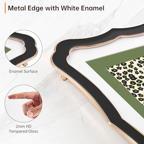 Elegant 4x6 Enamel Picture Frame with Gold Metal Edge & Velvet Back