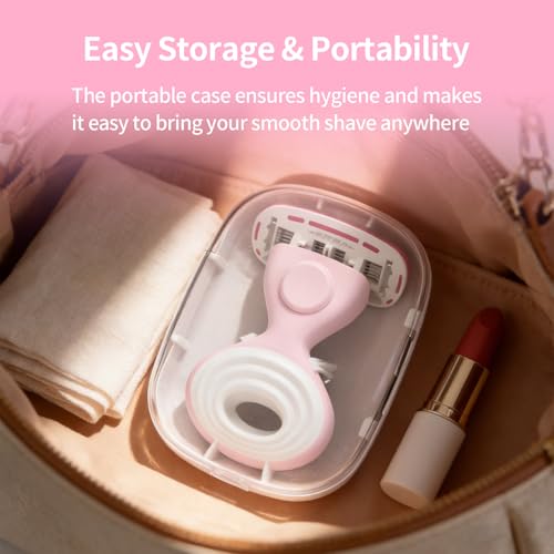 FYNEDGE Set of 2 Travel Razors for Women with Handles, Cartridges & Pink Cases