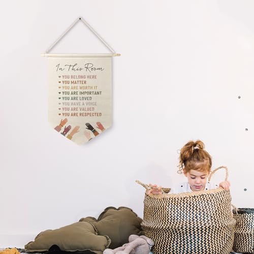 Inclusive Canvas Hanging Pennant Banner - 'You Belong Here' Decor