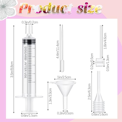 Geiserailie 50 Pcs Perfume Refill Syringe Kit with 10 Funnels & Droppers