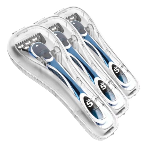 QSHAVE Portable Travel Razor Hard Case for Manual Razors - 3 Pack