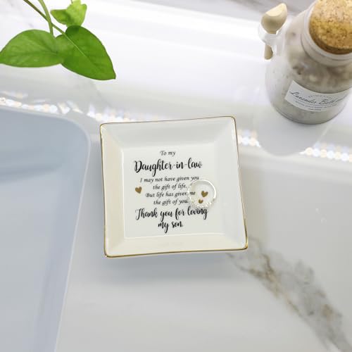 Ceramic Jewelry Dish for Daughter-in-Law - 3.9" Square Ring Tray